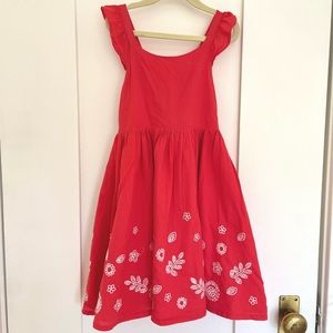 Mini Boden embroidered cross back dress 6/7